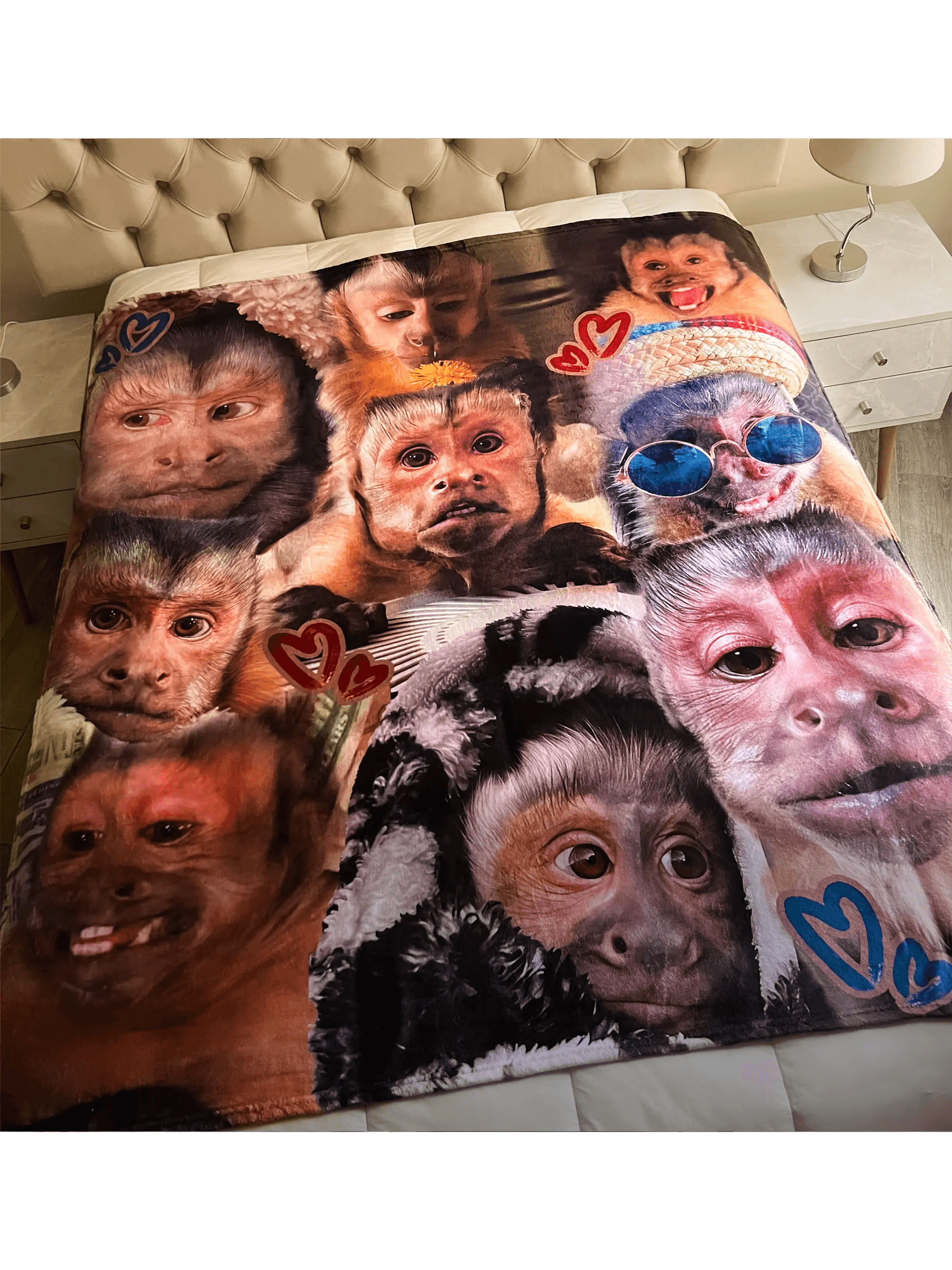 Manta con imágenes de monitos